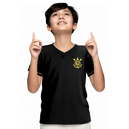 Camiseta Infantil Corinthians Premium Preta Oficial