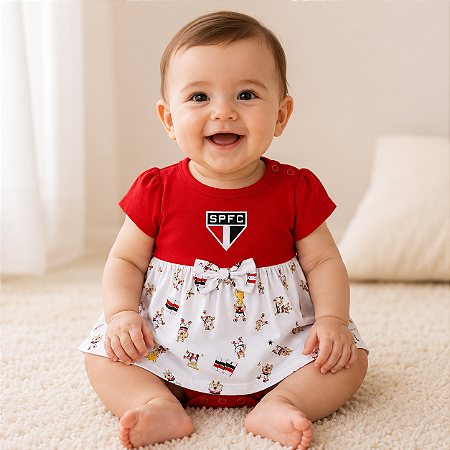 Body Vestido Bebê São Paulo Mascote Oficial