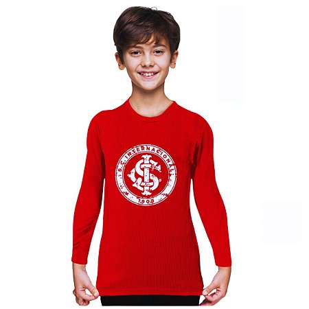 Camiseta Infantil Internacional Manga Longa Vermelha Unissex