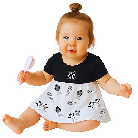 Body Vestido Bebê Santos Mascote Baleia Oficial
