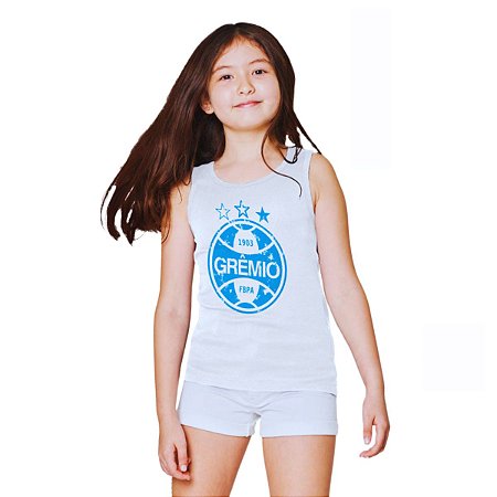Camiseta Infantil Grêmio Regata Branca Oficial
