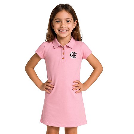 Vestido Infantil Flamengo Campeoníssimo Rosa Oficial
