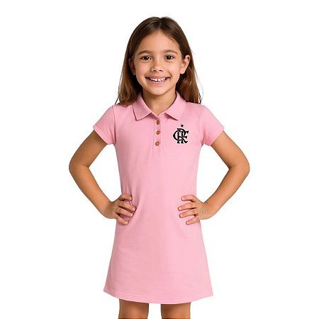 Vestido Infantil Flamengo Campeoníssimo Rosa Oficial
