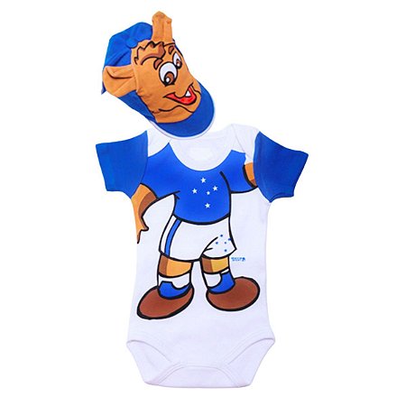 Body Bebê Cruzeiro Mascote Com Boné Oficial