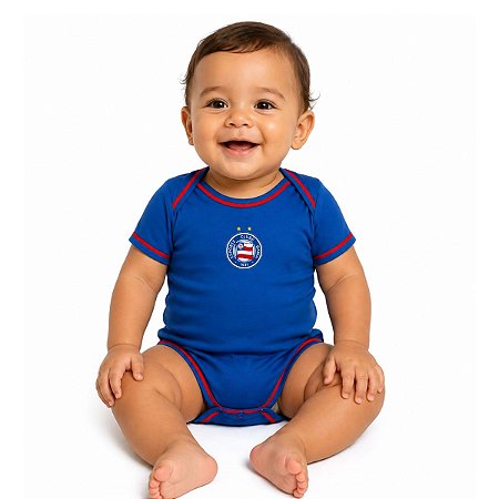 Body Bebê Bahia Azul Manga Curta Oficial Torcida Baby