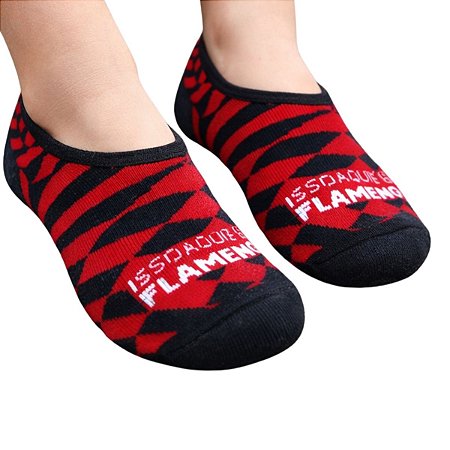 Meia Sapatilha Flamengo Infantil Antiderrapante Quadriculada