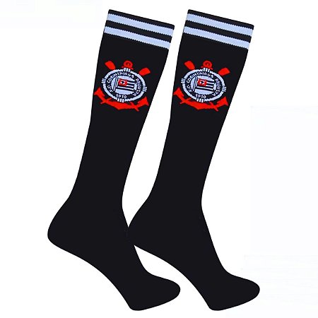 Meião Corinthians Infantil Juvenil Preto Rikam Oficial