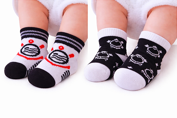 Kit 2 Pares de Meia Corinthians Bebê Recém Nascido Oficial