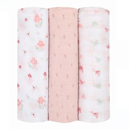 Cueiro Flanelado Com 3 Pçs Cogumelos 1,0m X 80cm Papi