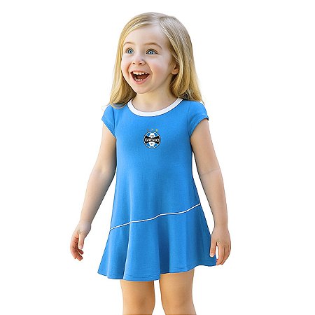 Vestido Bebê ao Infantil Grêmio Azul Onda Oficial