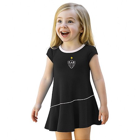 Vestido Bebê ao Infantil Atlético MG Preto Onda Oficial