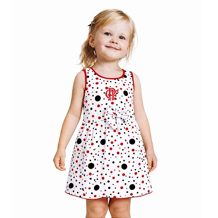 Vestido Infantil Flamengo Bolinhas Oficial