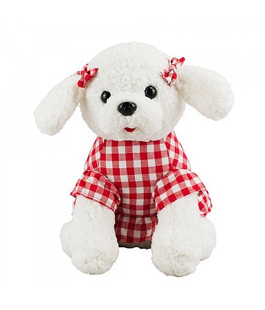 Cachorrinha Poodle de Pelúcia Vestido Vermelho 23cm