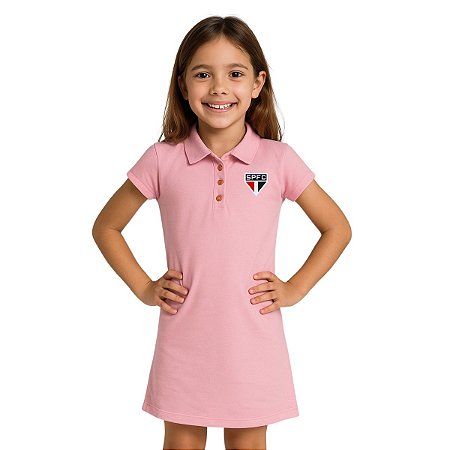 Vestido Infantil São Paulo Campeoníssimo Rosa Oficial