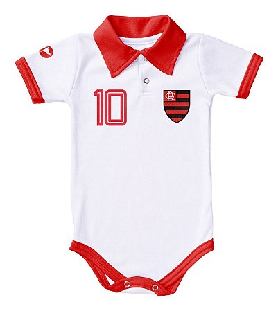 Body Flamengo Polo Branco Torcida Baby