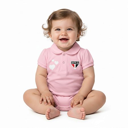 Body São Paulo Polo Rosa Torcida Baby