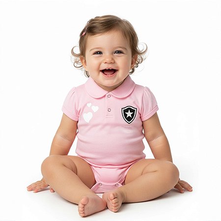 Body Botafogo Polo Rosa Torcida Baby