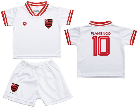 Conjunto Flamengo Uniforme Infantil Branco - Torcida Baby