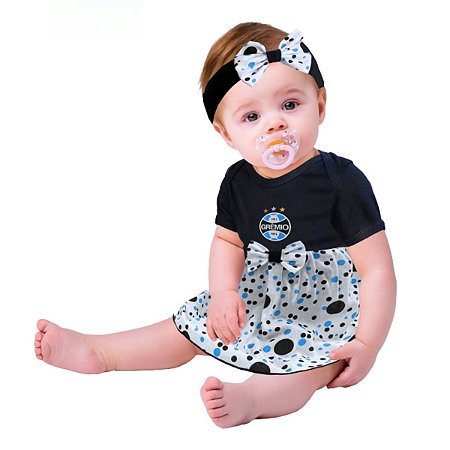 Body Vestido Gêmio Bolinhas Com e Tiara Oficial