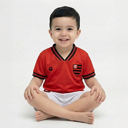 Conjunto Bebê Flamengo Uniforme Vermelho - Torcida Baby