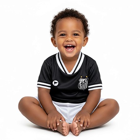 Conjunto Bebê Santos Uniforme Preto - Torcida Baby