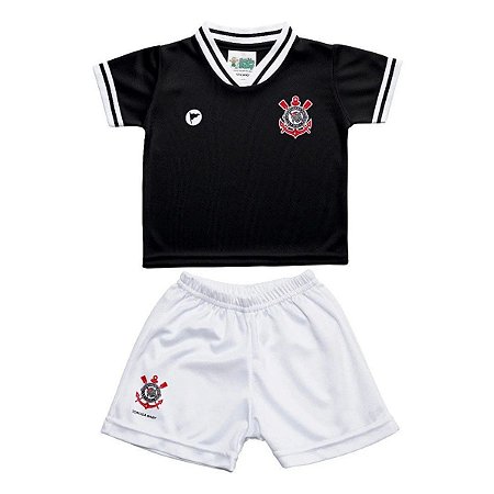 Conjunto Infantil Corinthians Uniforme Preto - Torcida Baby