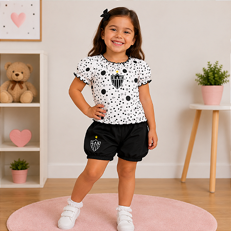 Conjunto Atlético MG Infantil Com Bata e Shorts Oficial