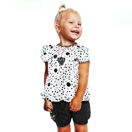 Conjunto Atlético MG Infantil Com Bata e Shorts Oficial