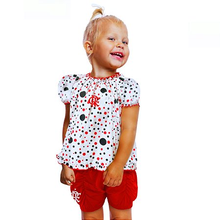 Conjunto Flamengo Infantil Com Bata e Shorts Oficial