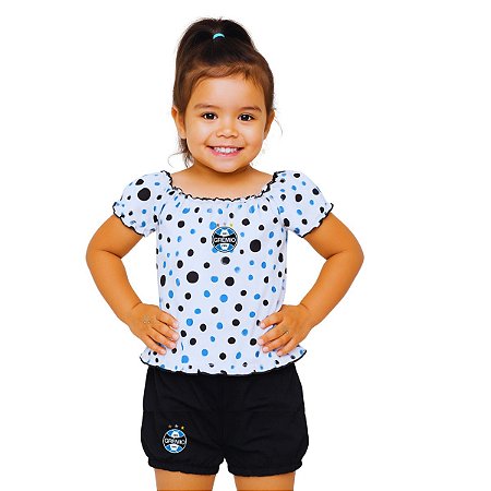 Conjunto Grêmio Infantil Com Bata e Shorts Oficial