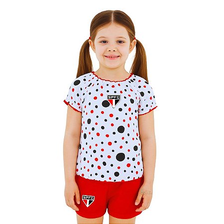 Conjunto São Paulo Infantil Com Bata e Shorts Oficial