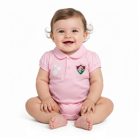 Body Fluminense Polo Rosa Torcida Baby