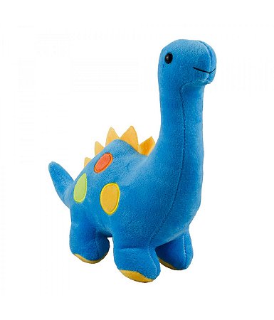 Dinossauro Pelúcia Azul Bolinhas Coloridas 18cm