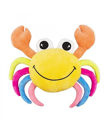 Caranguejo de Pelúcia Amarelo Patas Coloridas 27cm