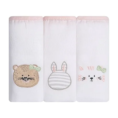 Kit Fralda Bebê Gifts Papi Friends Gatinha 70x70Cm 03 Un