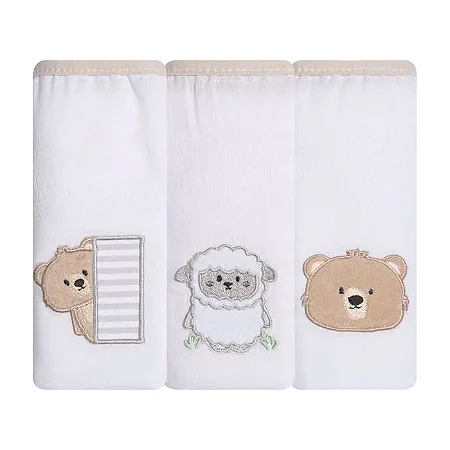 Kit Fralda Bebê Gifts Papi Friends Ovelha 70x70Cm 03 Un