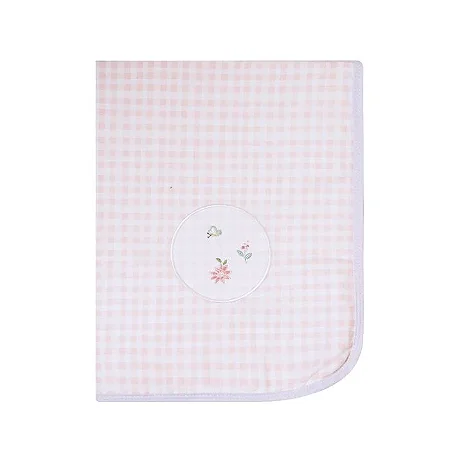 Manta Bebê Flanelada Forrada Floral  Papi 1,0m x 75cm