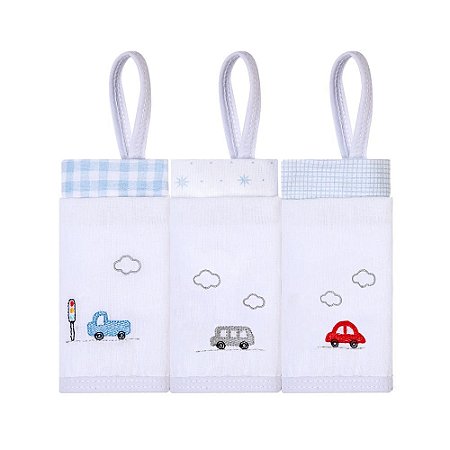 Paninho De Boca Bordado Com Prendedor De Chupeta Azul Papi