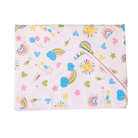 Toalha De Banho Felpuda C/ Capuz Solzinho Papi 70Cm X 70Cm