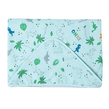 Toalha De Banho Felpuda C/ Capuz Dinossauro Papi 70Cm X 70Cm