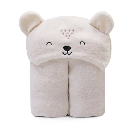 Cobertor Bebê Microfibra C/ Capuz Urso Bege 1,10x85Cm Papi