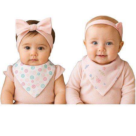 Kit Babador Bandana Bebê Com 2 Pçs Solzinho Rosa Papi