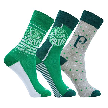 Kit Com 3 Pares de Meia Palmeiras Juvenil Oficial