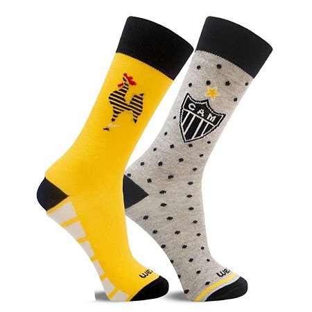 Kit Com 2 Pares de Meia Atlético MG Infantil Juvenil Oficial