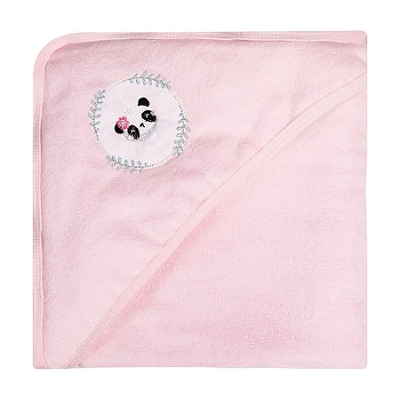 Toalha De Banho Bebê Atoalhada Com Capuz Pandinha Papi