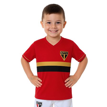 Camiseta Infantil São Paulo Estampa Dourada Oficial