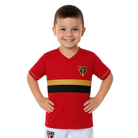 Camiseta Infantil São Paulo Estampa Dourada Oficial