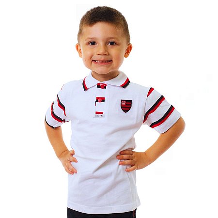 Camisa Polo Infantil Flamengo Branca Oficial