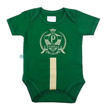 Body Bebê Palmeiras Estampa Dourada Oficial