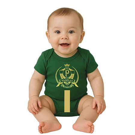 Body Bebê Palmeiras Estampa Dourada Oficial